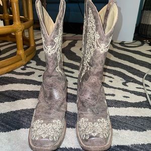 CORRAL WOMEN'S BROWN CRATER EMBROIDERED COWGIRL BOOTS - SQUARE TOE